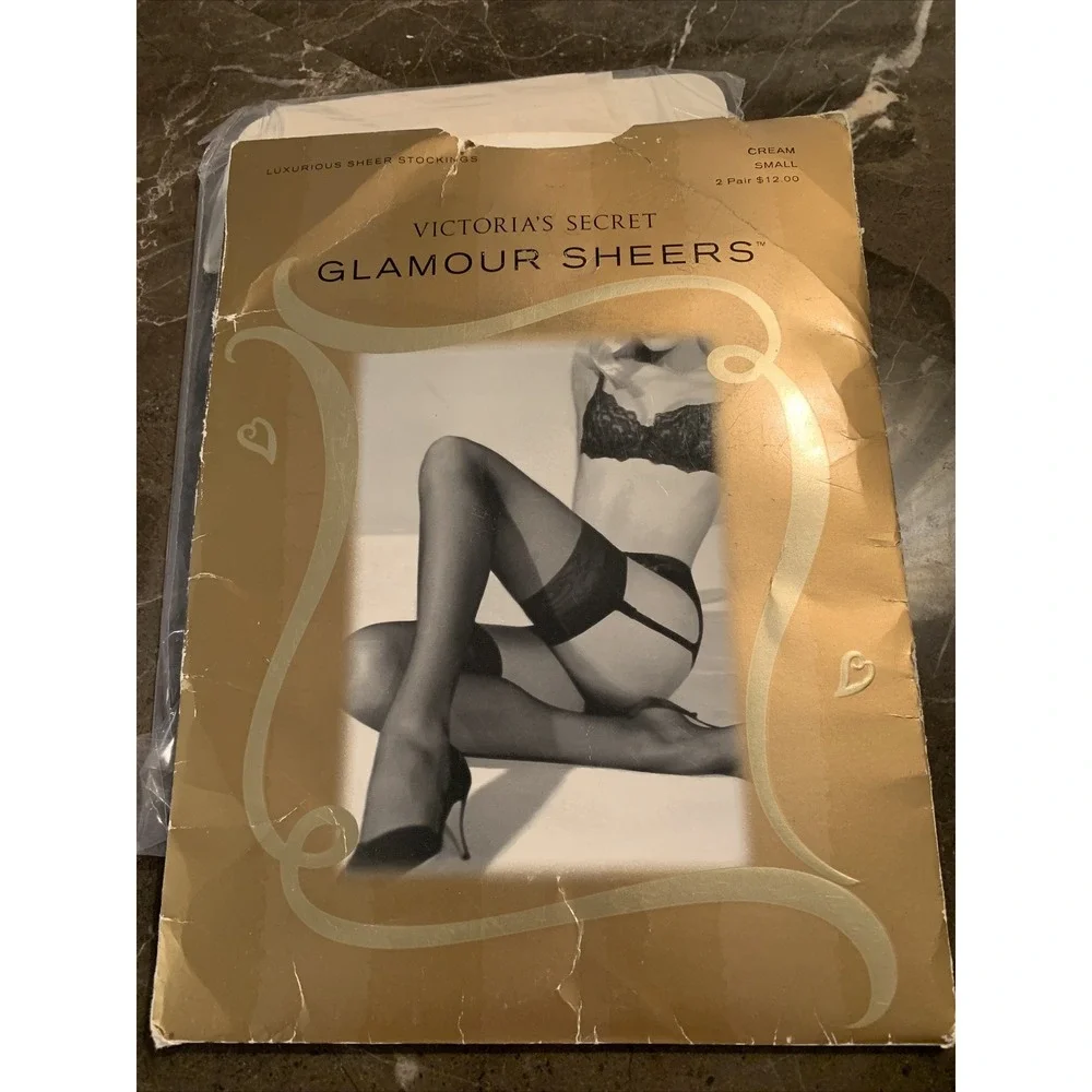 victoria secret vintage glamour sheer stockings small cream 2 pairs lot